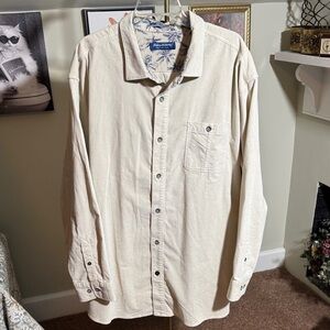 NWOT Tommy Bahama Cream Coastline Cord Casual Button-Down Great Contrasting Fab